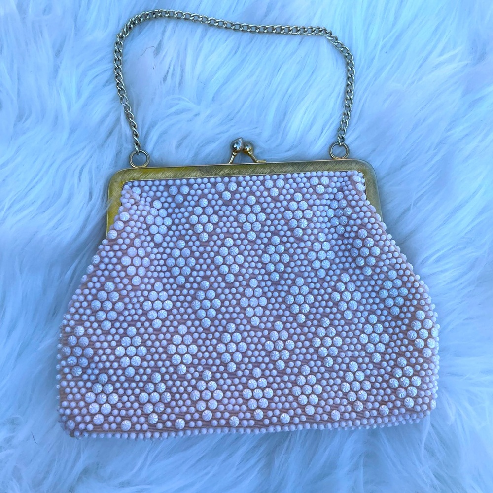 Vintage 1950s white la regale beaded purse